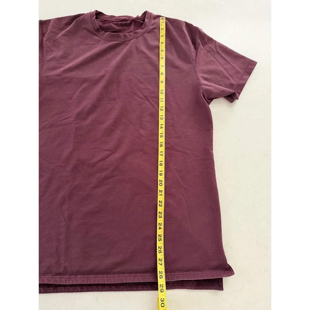 BYLT Premium Basics Mens LUX Drop-Cut T-Shirt Burgundy Maroon Split Hem Large - Picture 5 of 6